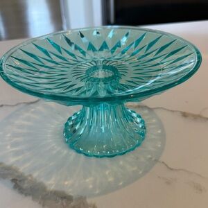 Jeannette "Windsor" Blue Depression Glass Cake Plate/Stand